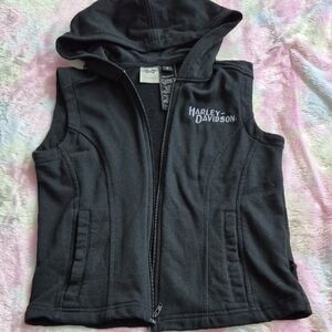 Harley-Davidson Black Zip-Up Hoodie Vest